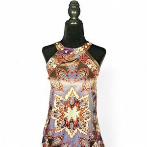 Chime Boho Halter Top Size M Vacation Festival Y2K Aesthetic Tie Back